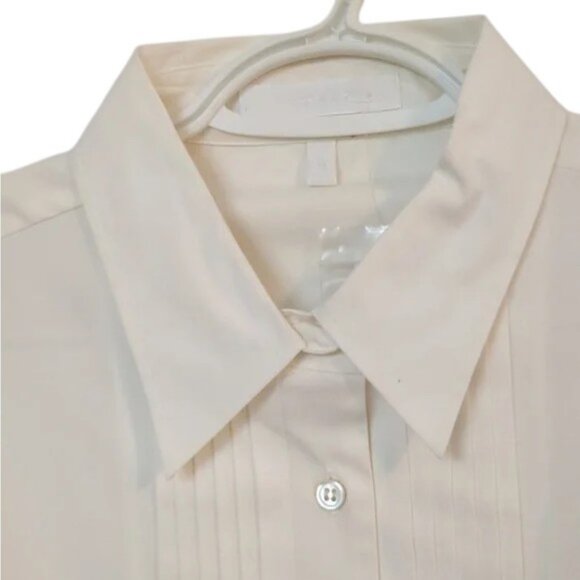 Josef Crisp cream cotton tuxedo style shirt size 14 - Picture 4 of 11